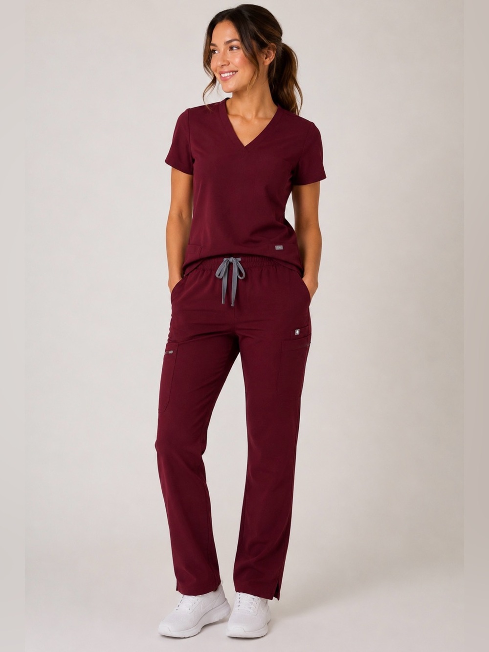 FIGS Technical Collection Burgundy Cargo Scrub Pants Women’s Small